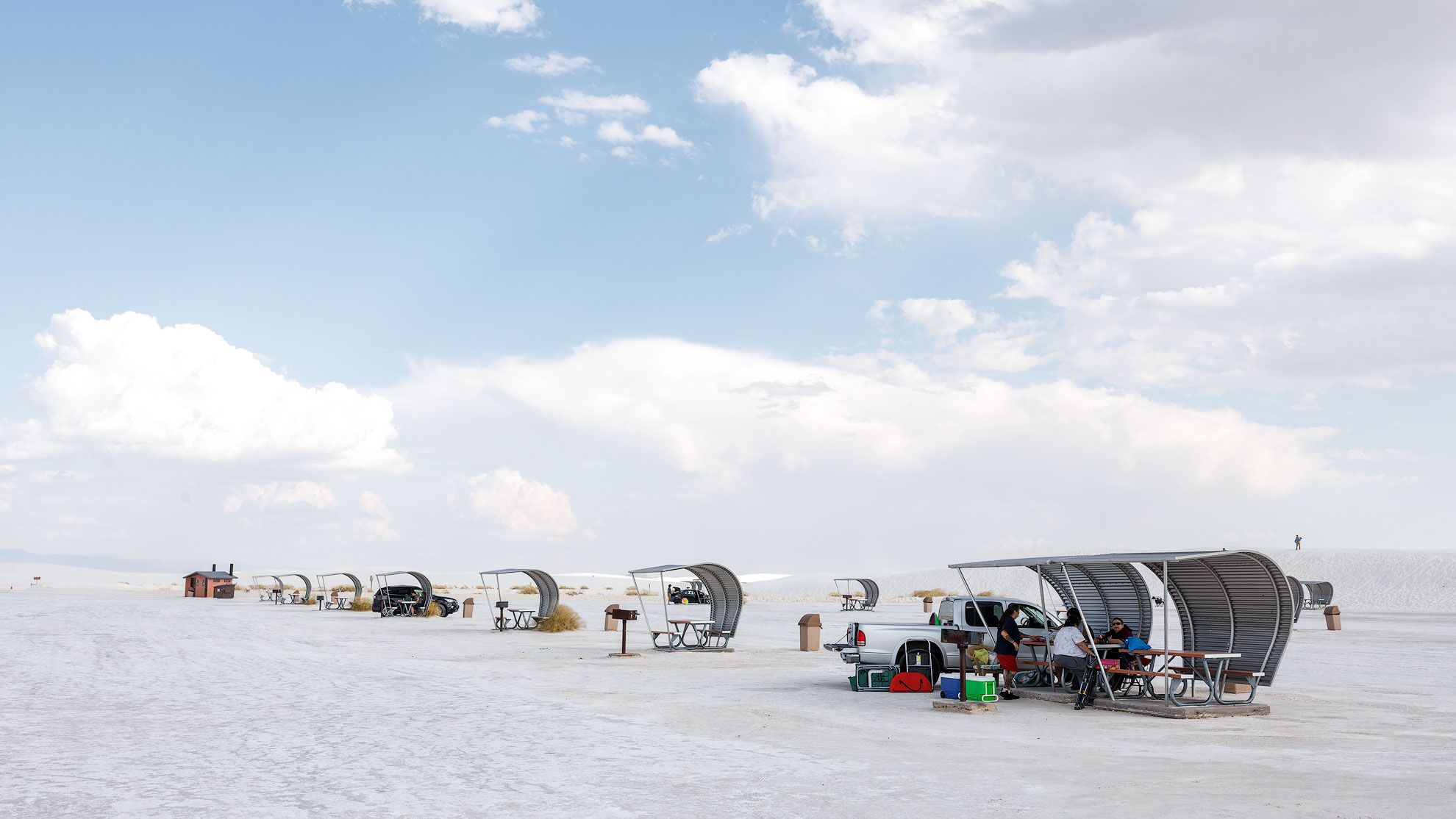 Covered picnic areas at White Sands National Park