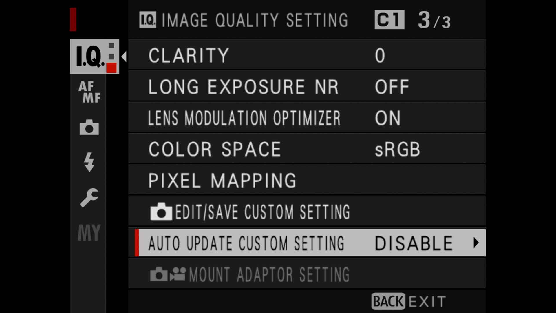 Auto Update Custom Setting on Fuji GFX 100s
