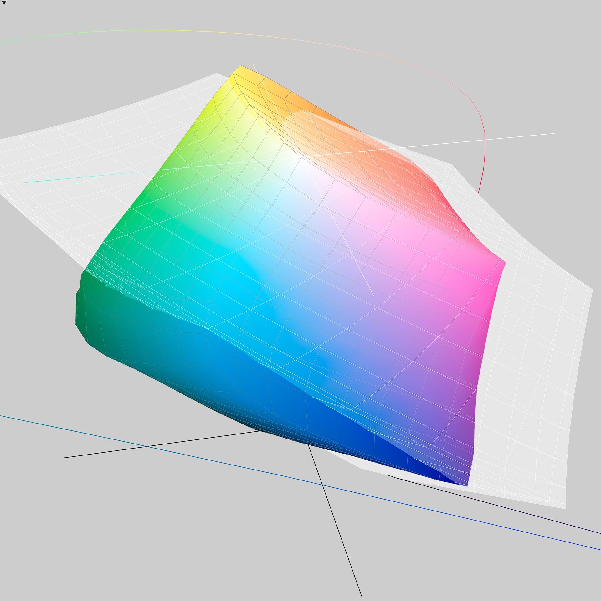 Spectrum shape is Hahnemuhle Photo Rag Baryta, gray shape is Adobe RGB