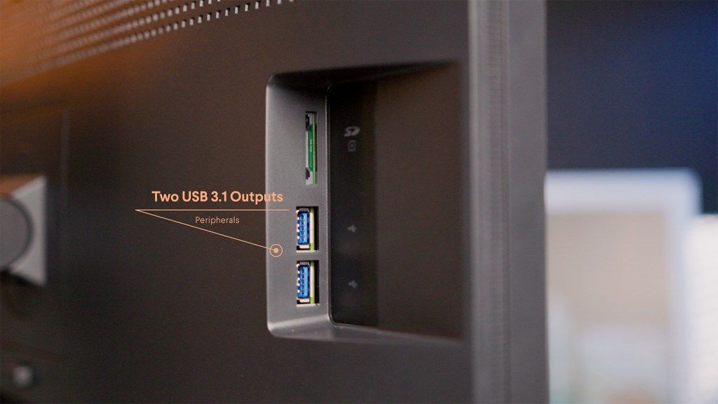 BenQ SW271C side ports - USB 3.1 (2) and SD card slot