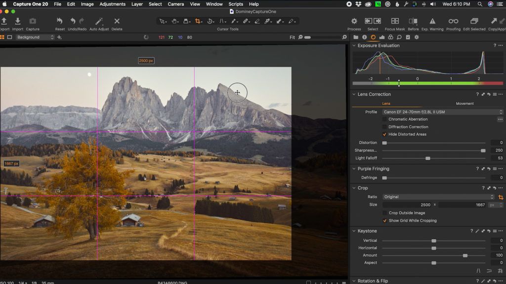 Cropping an image in Capture One